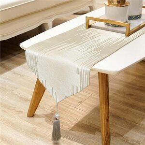 Beige Table Runner 72 Inch Tassel Geometric Table Runner Dining Coffee Table Dec